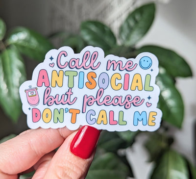 Call me antisocial, introvert gift for women, funny gift for best friend, bookish stickers for kindle, don't call me, self care stickers for