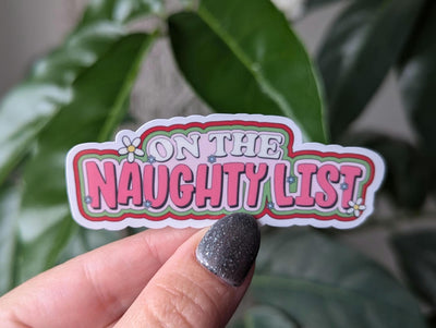 On the naughty list sticker, funny Christmas stickers, Santa list, holiday stickers for laptop, bookish stickers for kindle, stocking gifts