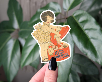 Men's opinions sticker, feminist vintage style sticker, retro aesthetic vinyl sticker, valentines day gift