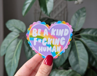 Be a kind f*cking human, be kind stickers for kindle, motivational quotes stickers, rainbow gifts for women, book gift for book lovers, cute