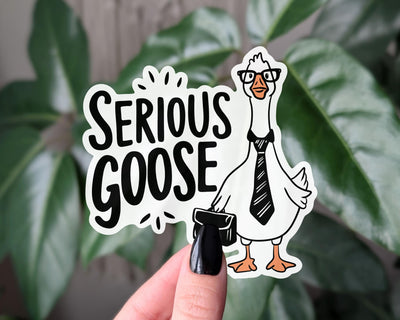 Serious goose sticker, funny goose vinyl sticker for laptops, unique animal lover gift, goose sticker for water bottle and planner