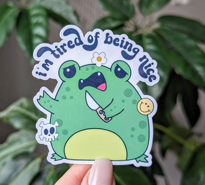 Angry frog, cute frog stickers for hydroflask funny, humorous stickers for phone case, kawaii frog stickers for water bottle, cute gift for