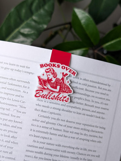 Books Over Bullshits Magnetic Bookmark for Book Lovers