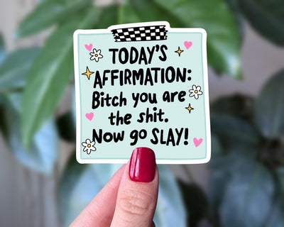 Bitch You Are The Shit Now Go Slay, Funny Affirmation Sticker, Motivational Sticker, Go Slay Sticker, Confidence Boost Vinyl Sticker