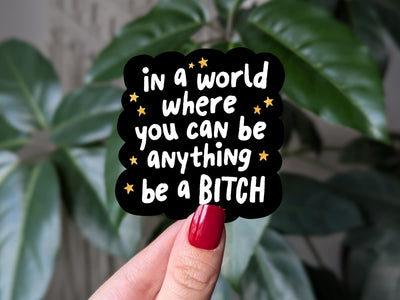 Be a b*tch sticker, funny motivational vinyl sticker for laptops, bold feminist humor stickers, water bottle sticker, journal stickers