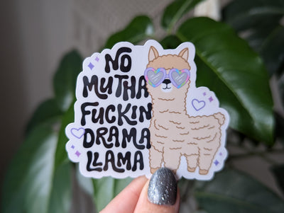 No drama llama sticker, cute llama, introvert stickers for water bottle, humourous stickers for laptop, funny pun stickers, animal stickers
