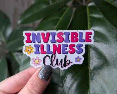Invisible illness club sticker, chronic disease, disability awareness stickers, spoonie stickers for water bottle, mental health stickers