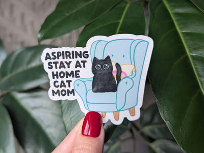 Aspiring stay at home cat mom sticker, cute black cat, funny gift for cat lovers, crazy cat lady sticker, introvert stickers, cat gifts for