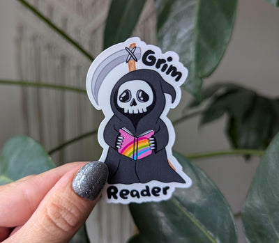 Grim reader, bookish stickers for kindle, book gifts for book lovers, morally grey stickers for her, booktok merch, smut reader gift for