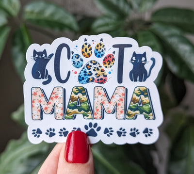Cat mama, cat lover stickers for kindle, kitten stickers for bottles, animal lover gift for best friend female, pet mom gift for sister