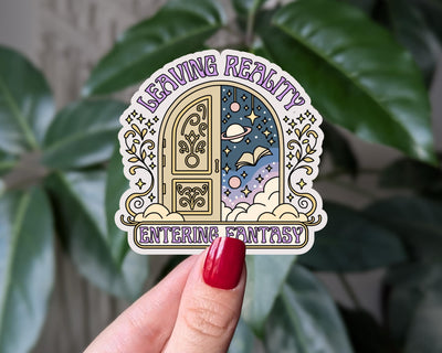 Leaving Reality Sticker, Fantasy Portal Vinyl Sticker for Book Lovers, Whimsical Door Sticker, Cottagecore Fantasy Sticker for Dreamers