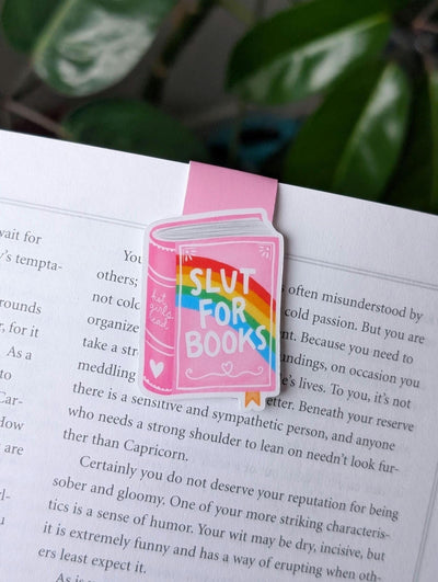 Slut for Books Magnetic Bookmark, Rainbow Page Marker