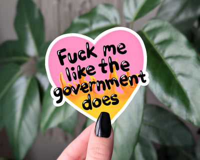 F*ck Me Like The Government Does Sticker, Funny Anti Government Vinyl Sticker, Political Humor