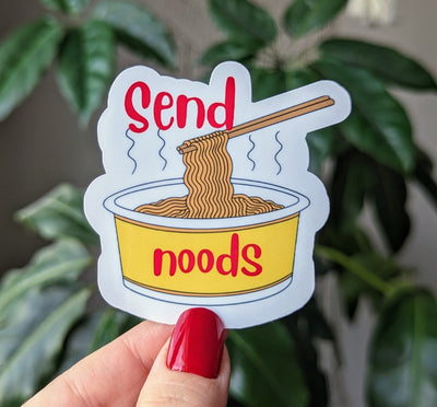 Send noods, ramen sticker, funny stickers adult, food lover gift, sarcastic stickers for kindle, pun stickers for water bottle, foodie gift