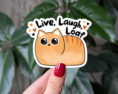 Live Laugh Loaf Cat Vinyl Sticker