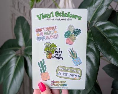 Plant lover vinyl sticker sheet, funny plant stickers for journals, plant parent gift, plant enthusiasts gift, plant stickers for laptop