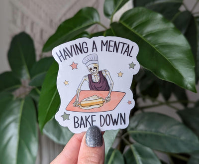 Having a mental bake down, funny stickers adult, sarcasm stickers for kitchenaid mixer, baking lover gift, mental health stickers for kindle