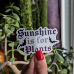 Sunshine is for plants sticker, gothic gifts for plant people, vampire sticker, dark academia, bat sticker, spooky stickers, night hawk