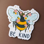 Be kind sticker for laptop, bee stickers for hydroflask, insect gifts for bug lovers, motivational stickers for kindle, cute stickers for he