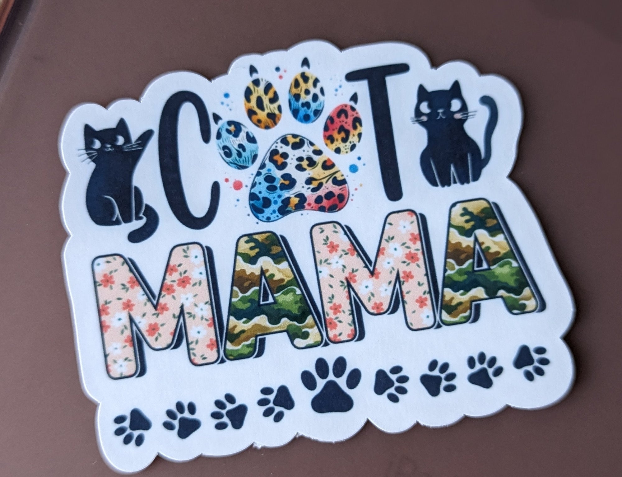 Cat mama, cat lover stickers for kindle, kitten stickers for bottles, animal lover gift for best friend female, pet mom gift for sister