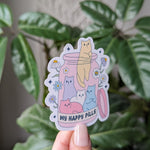 Happy pills sticker, funny cat stickers for water bottle, animal lover gift for sister, crazy cat lady gifts for best friend, kitten sticker