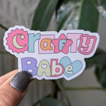 Crafty babe, cute sticker for laptop, small gift for crafter, retro stickers for small business, aesthetic stickers for water bottle, trendy