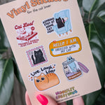 Cat lover vinyl sticker sheet, cat mom gift, cat sticker pack, cat loaf stickers for laptop