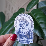 A well read woman is a dangerous creature sticker, retro bookish stickers for kindle, book gift for book lovers, smut reader gifts for her