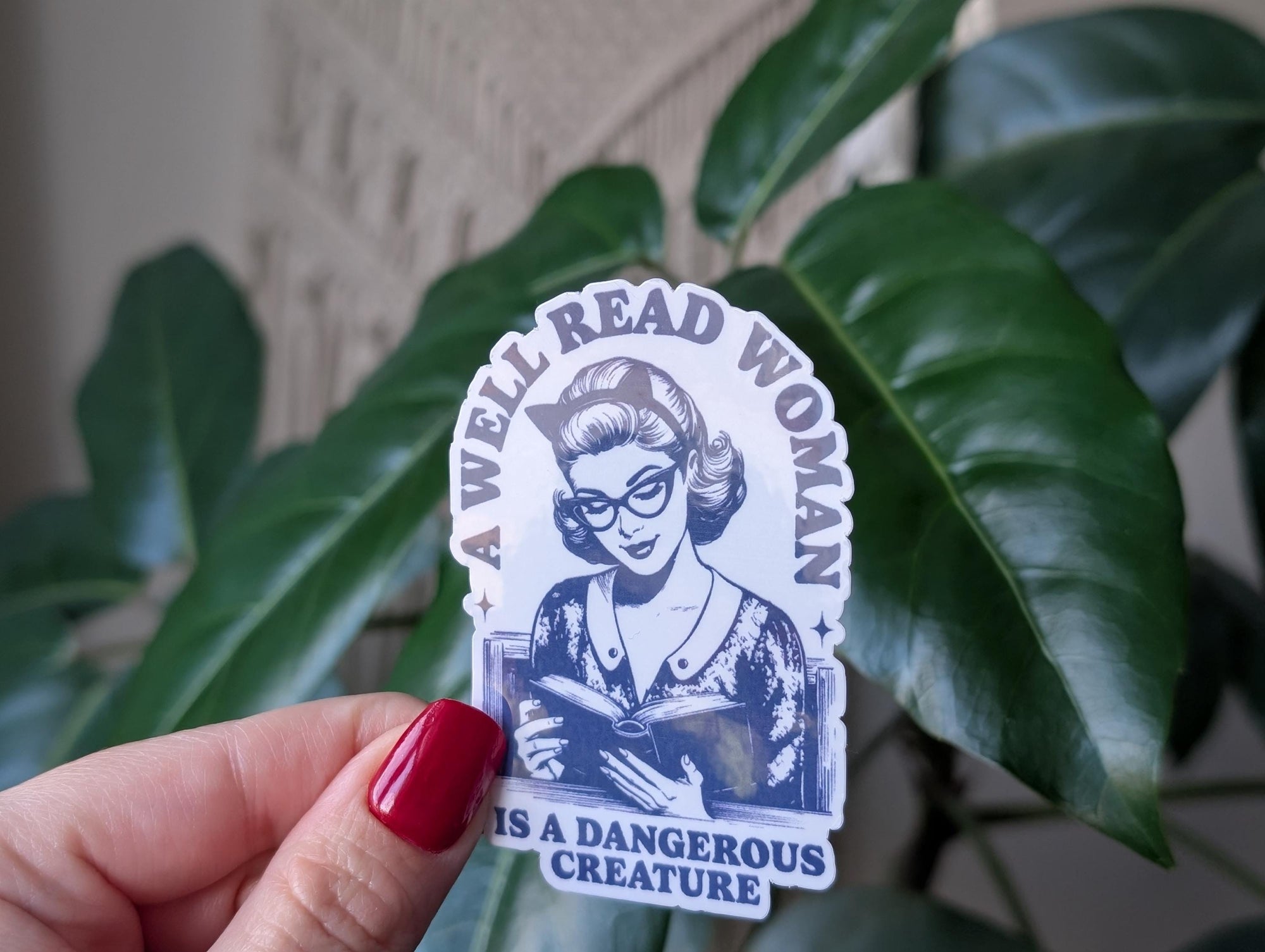 A well read woman is a dangerous creature sticker, retro bookish stickers for kindle, book gift for book lovers, smut reader gifts for her