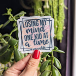 Losing my mind one kid at a time, funny stickers for moms, mom life stickers for water bottle, mental health stickers for women, gift for