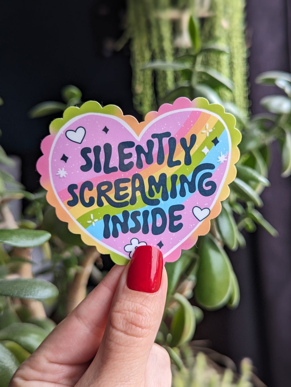Silently screaming inside, mental health awareness sticker for laptop, funny mental health gift, depression sticker, colourful stickers for
