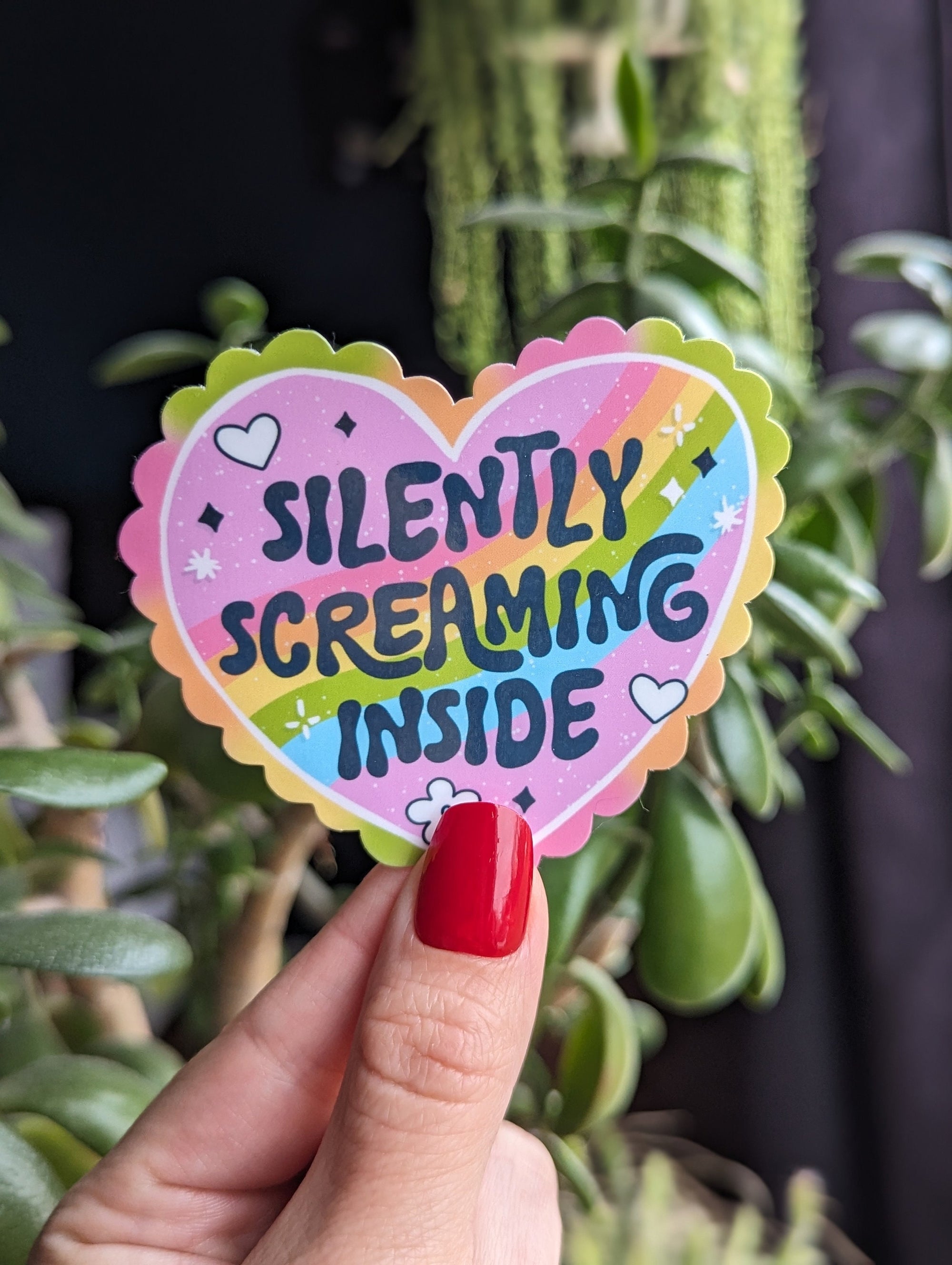 Silently screaming inside, mental health awareness sticker for laptop, funny mental health gift, depression sticker, colourful stickers for