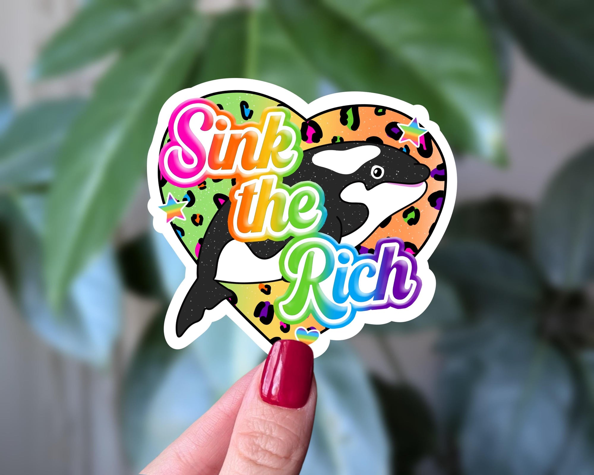 Sink the Rich Sticker, Funny Anti Capitalist Orca Sticker, Political Humor Sticker, Killer Whale Vinyl Sticker, Activist Sticker