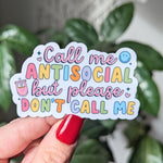 Call me antisocial, introvert gift for women, funny gift for best friend, bookish stickers for kindle, don't call me, self care stickers for
