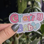 Crafty babe, cute sticker for laptop, small gift for crafter, retro stickers for small business, aesthetic stickers for water bottle, trendy