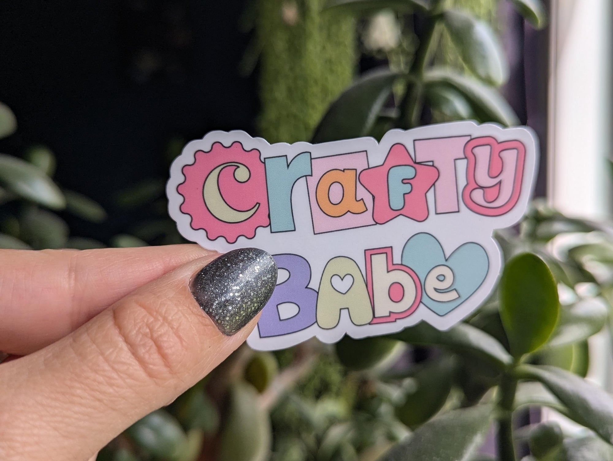 Crafty babe, cute sticker for laptop, small gift for crafter, retro stickers for small business, aesthetic stickers for water bottle, trendy