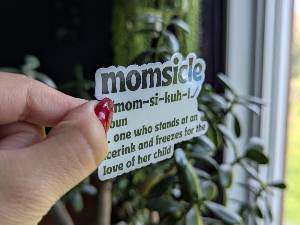 Momsicle, hockey mom stickers for coffee mug, funny stickers for water bottle, ice rink mom, proud mom, small gifts for mother, sports merch