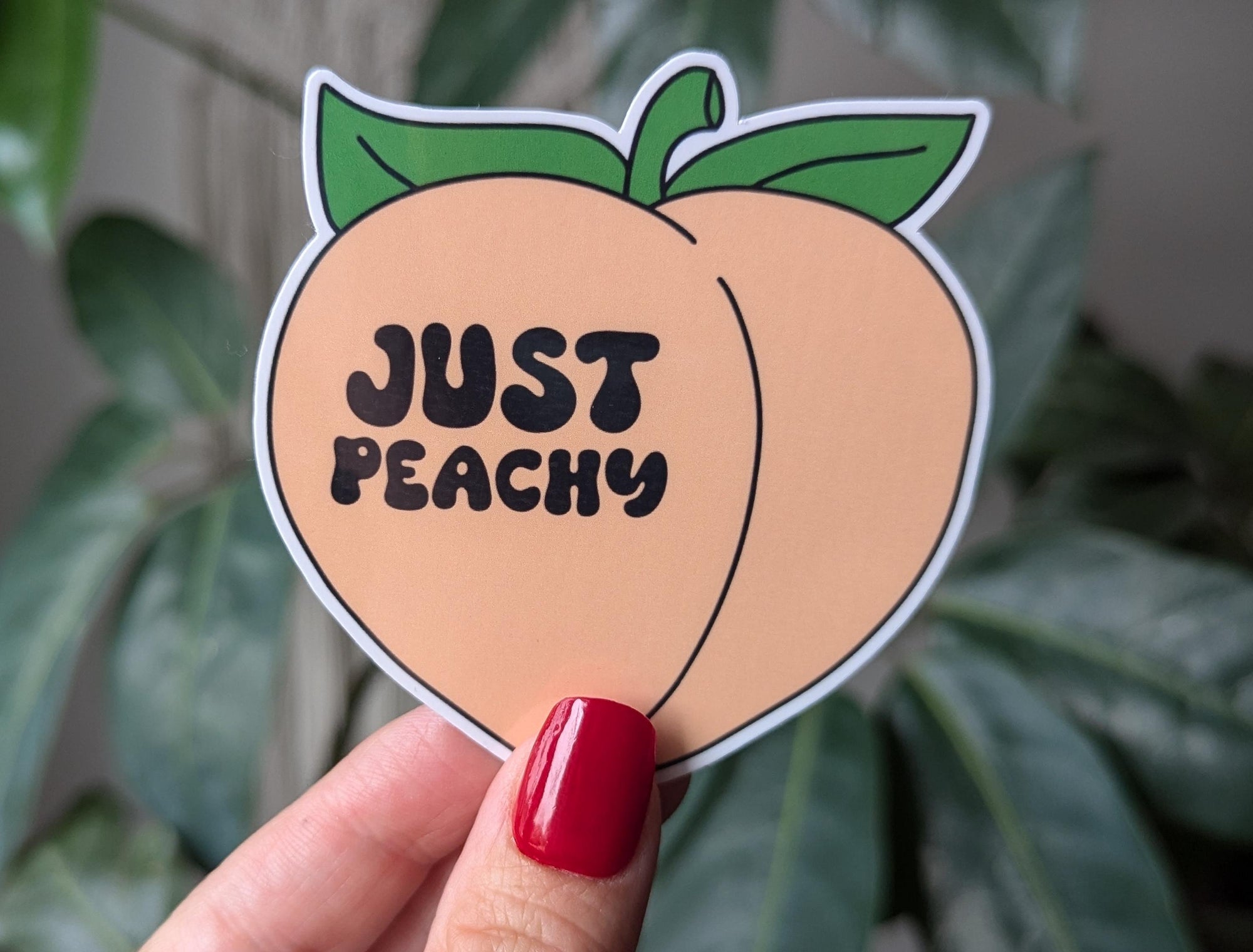 Just peachy sticker, peach stickers for phone case, retro stickers for hydroflask funny, positivity sticker for laptop aesthetic, cute gift