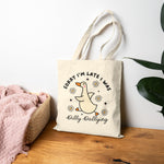 Whimsical Cotton Canvas Tote Bag with Goose Design - Perfect for Errands, Shopping, Gifts, Eco-Friendly, and Everyday Use