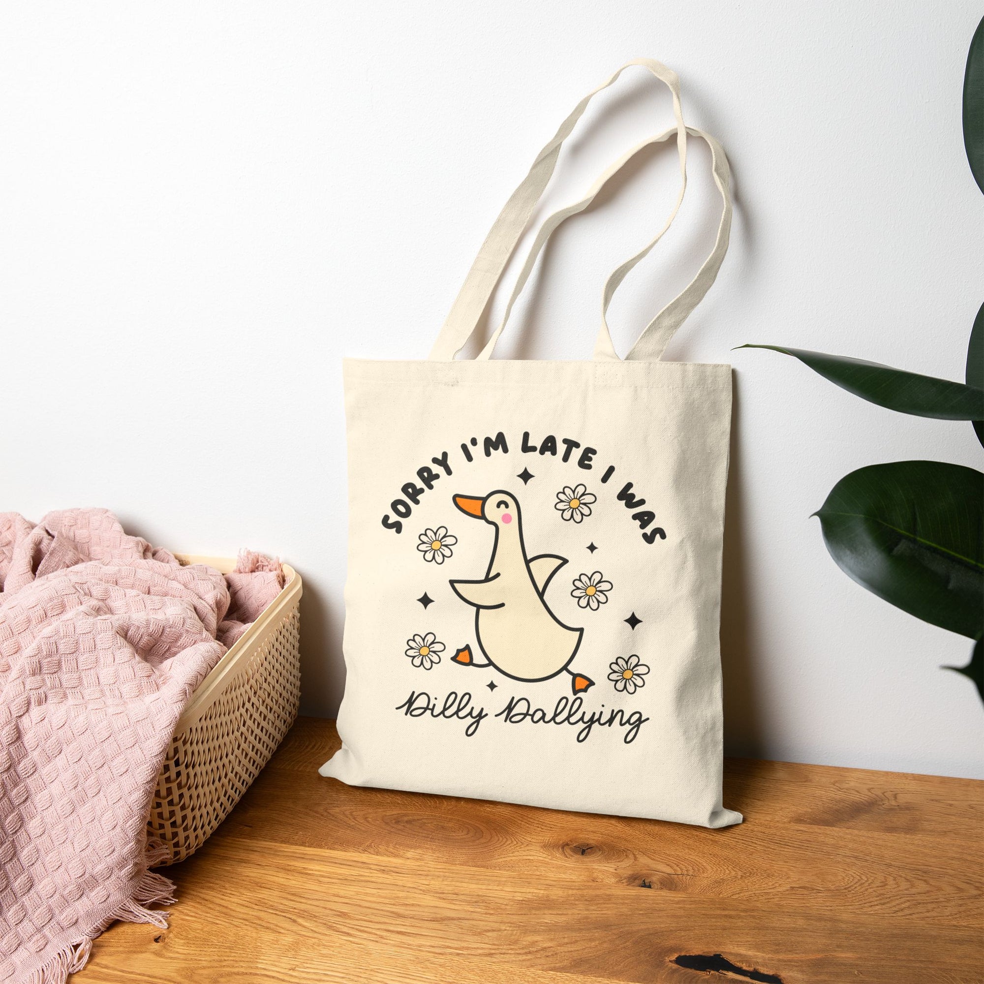 Whimsical Cotton Canvas Tote Bag with Goose Design - Perfect for Errands, Shopping, Gifts, Eco-Friendly, and Everyday Use