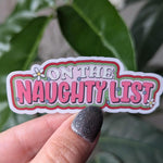 On the naughty list sticker, funny Christmas stickers, Santa list, holiday stickers for laptop, bookish stickers for kindle, stocking gifts