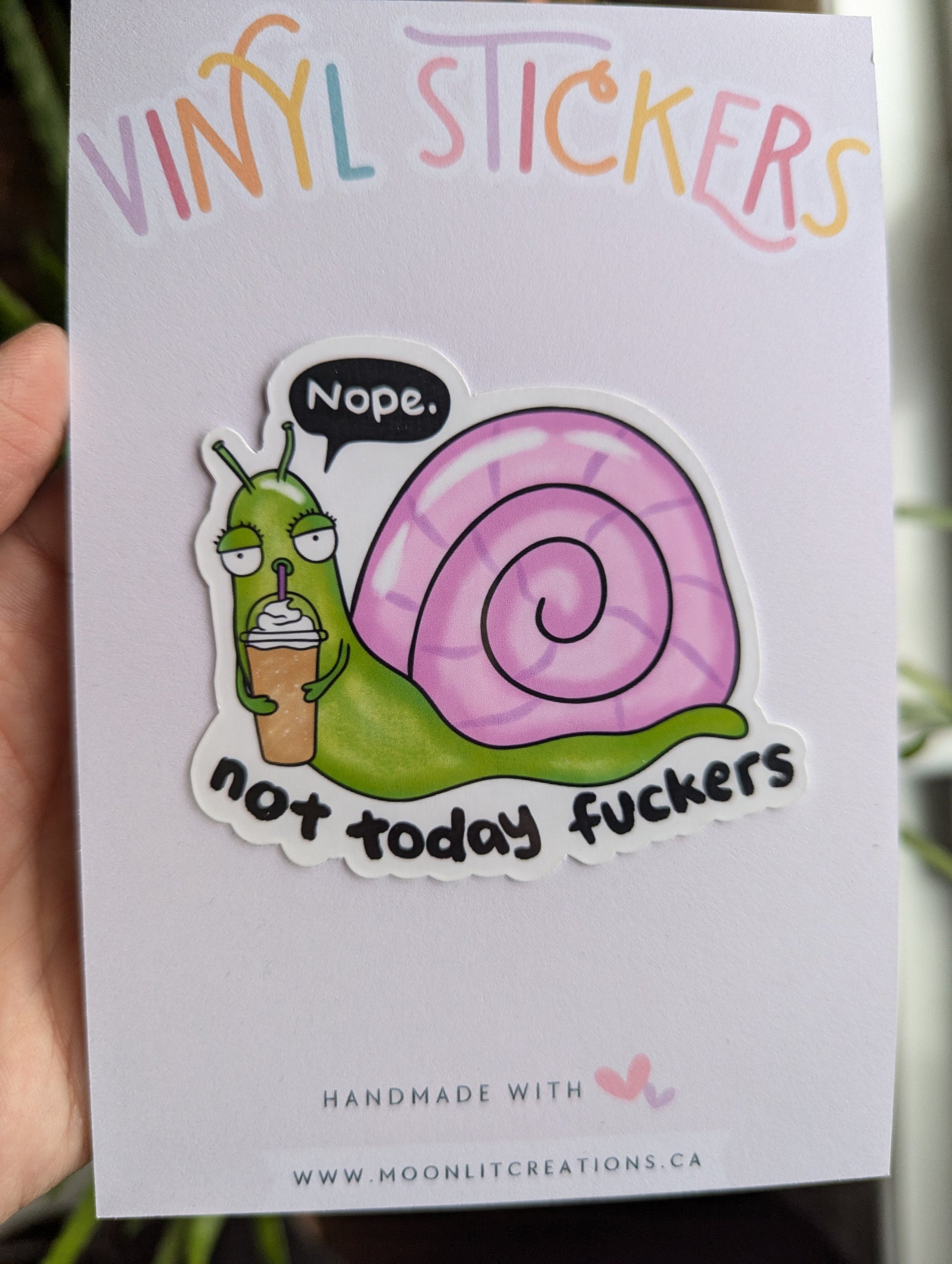 Nope Not Today Fuckers Snail Vinyl Sticker