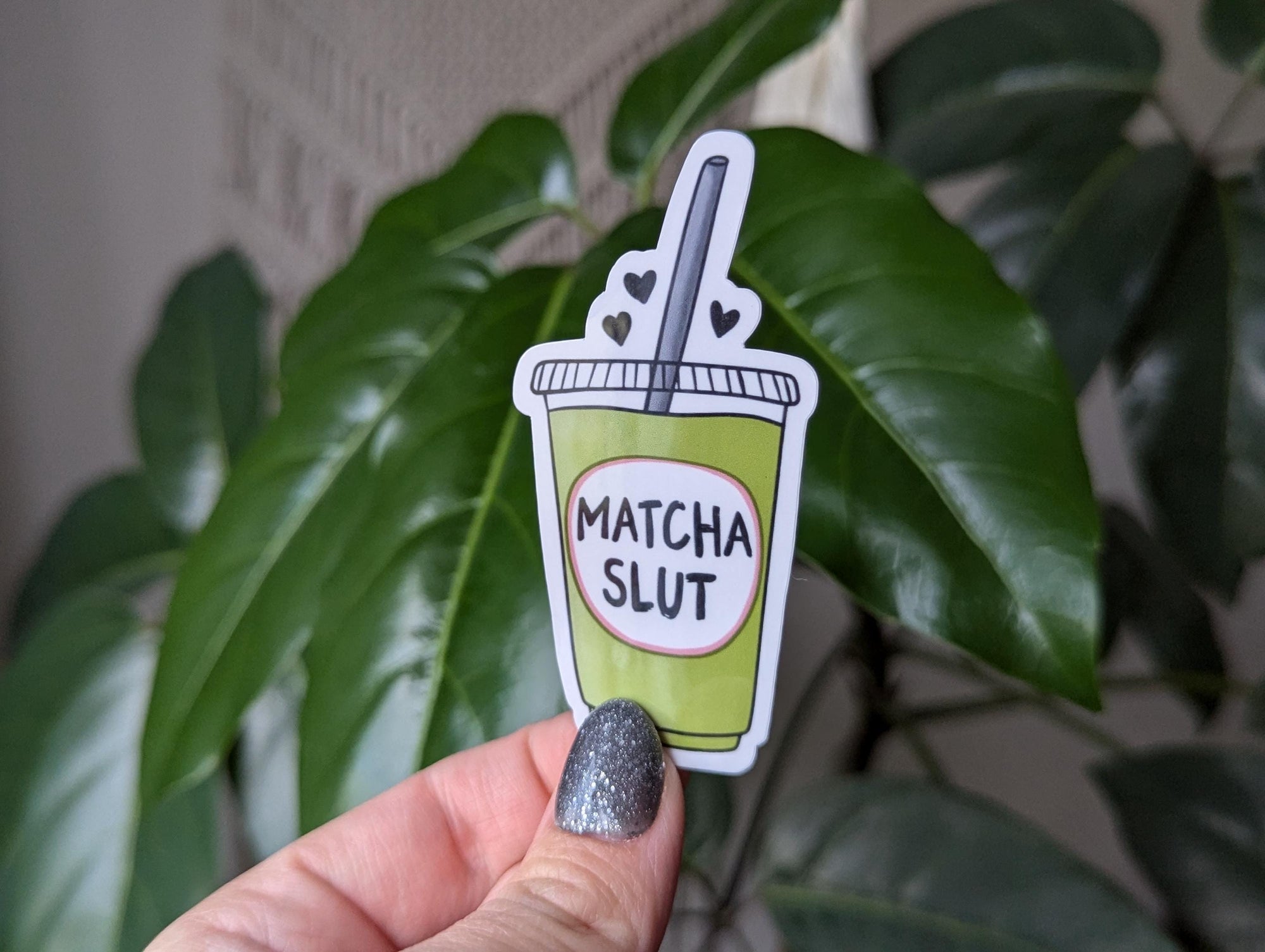 Matcha slut sticker, matcha latte sticker for water bottle, matcha lover gift, green tea sticker, girly aesthetic stickers for laptop, drink