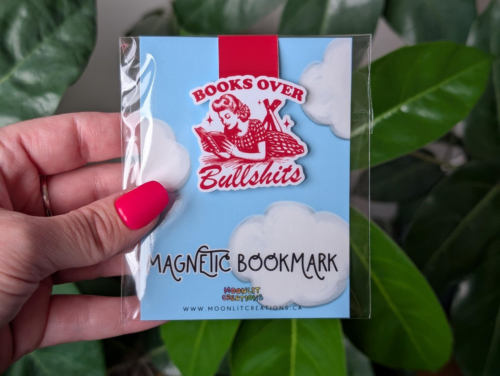 Books Over Bullshits Magnetic Bookmark for Book Lovers