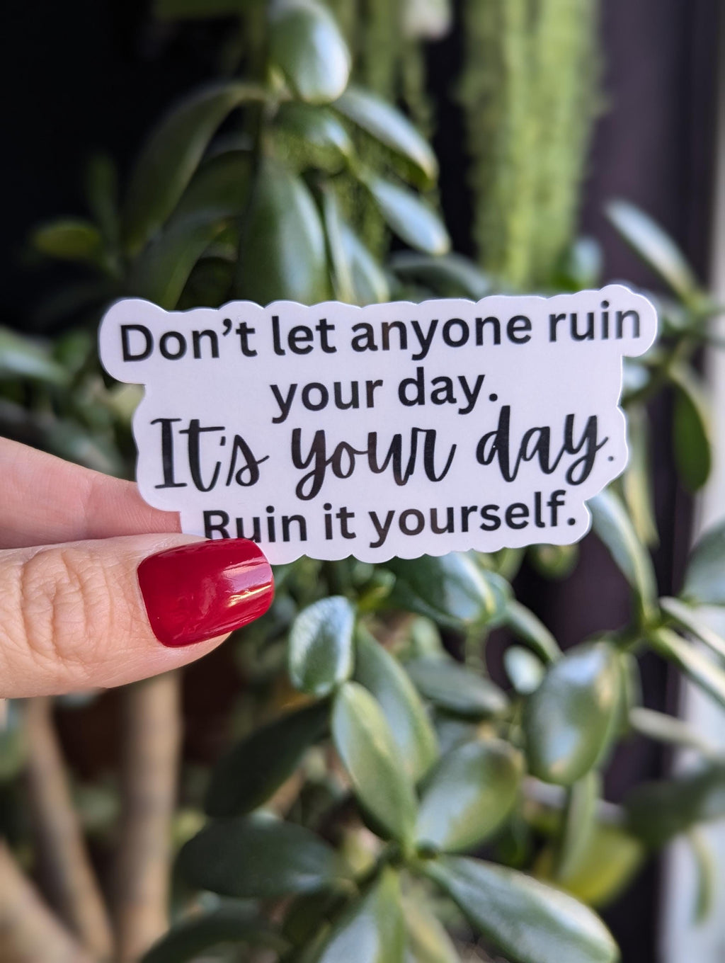 Don't let anyone ruin your day sticker, funny adult stickers for her, motivational sticker for water bottle, mental health merch, funny gift