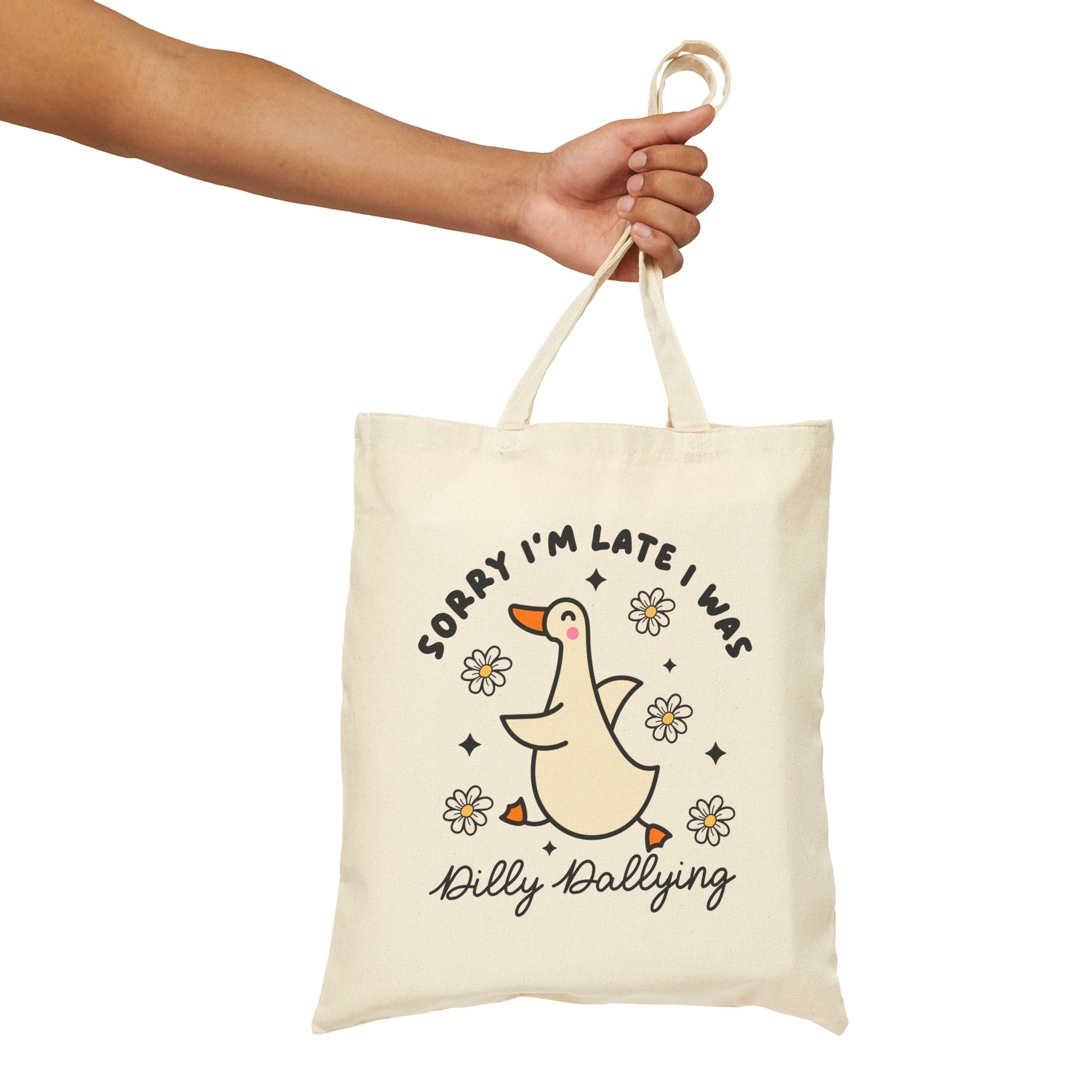 Whimsical Cotton Canvas Tote Bag with Goose Design - Perfect for Errands, Shopping, Gifts, Eco-Friendly, and Everyday Use