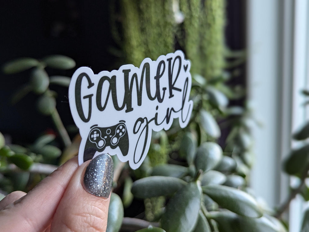 Gamer girl sticker for laptop, video game stickers for journal, gamer gifts for women, gamer girl accessories, small gift for game couples