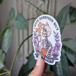 I hate everyone but coffee helps, funny coffee stickers for tumblers, snarky stickers for kindle, sassy gifts for Halloween lover, skeleton