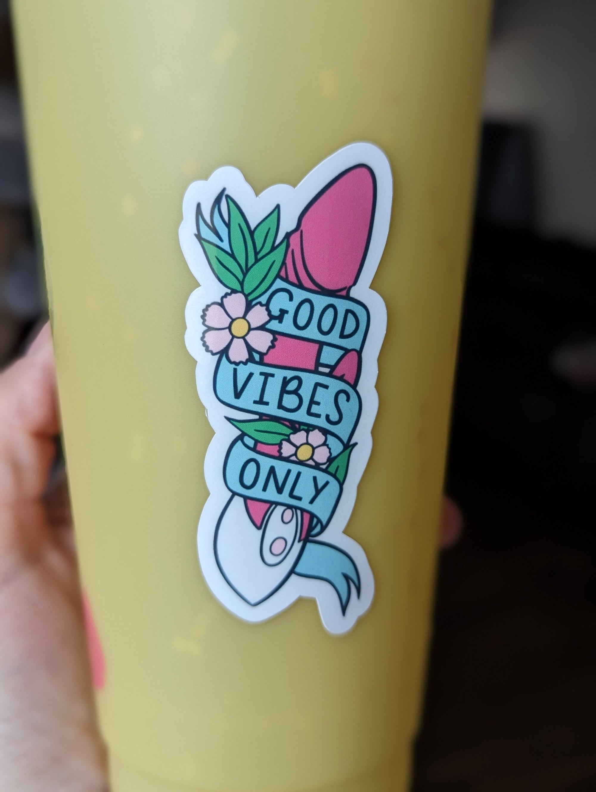 Good vibes only stickers for adults, dirty stickers for water bottle, funny gifts for her, bachelorette party favor, vibrator sticker, kinky