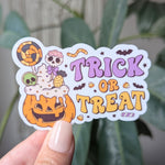Trick or treat sticker for kids school, Halloween stickers for water bottle, spooky season gift for niece, fall theamed gifts for daughter